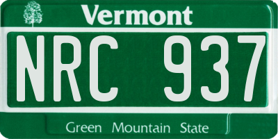 VT license plate NRC937