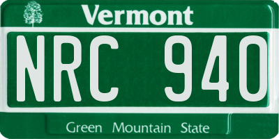VT license plate NRC940