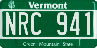 VT license plate NRC941