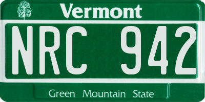 VT license plate NRC942
