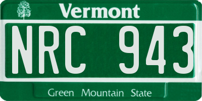 VT license plate NRC943