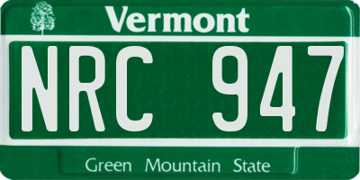 VT license plate NRC947