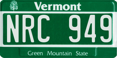 VT license plate NRC949