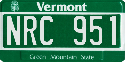 VT license plate NRC951