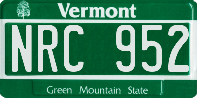 VT license plate NRC952