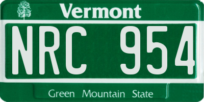 VT license plate NRC954