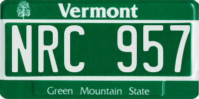 VT license plate NRC957