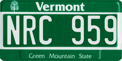 VT license plate NRC959