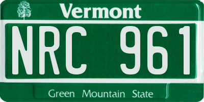 VT license plate NRC961