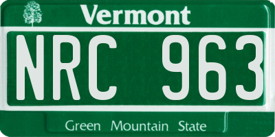 VT license plate NRC963