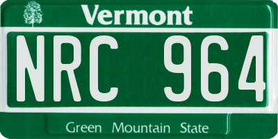VT license plate NRC964
