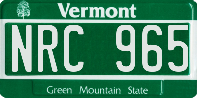 VT license plate NRC965