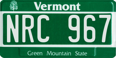 VT license plate NRC967