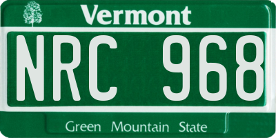 VT license plate NRC968