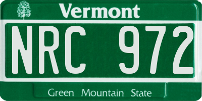 VT license plate NRC972
