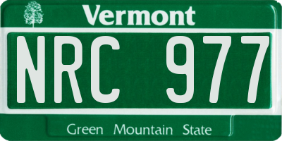VT license plate NRC977