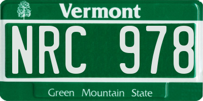 VT license plate NRC978