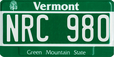 VT license plate NRC980