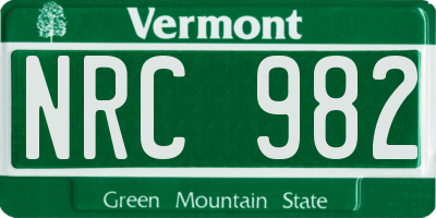 VT license plate NRC982