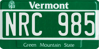 VT license plate NRC985