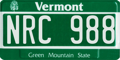 VT license plate NRC988
