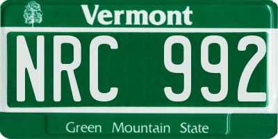 VT license plate NRC992