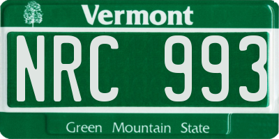 VT license plate NRC993