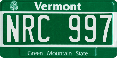 VT license plate NRC997