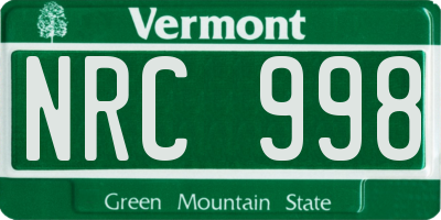 VT license plate NRC998