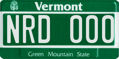 VT license plate NRD000