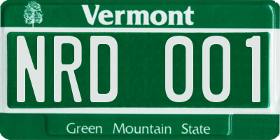 VT license plate NRD001