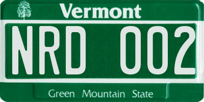 VT license plate NRD002