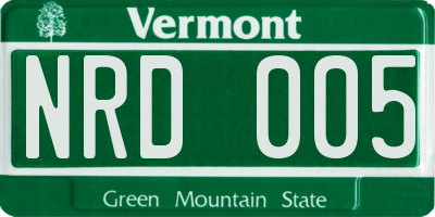 VT license plate NRD005