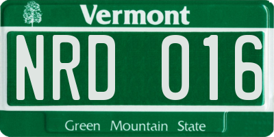 VT license plate NRD016