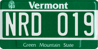 VT license plate NRD019