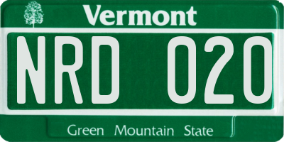 VT license plate NRD020