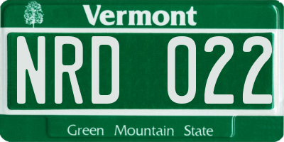 VT license plate NRD022