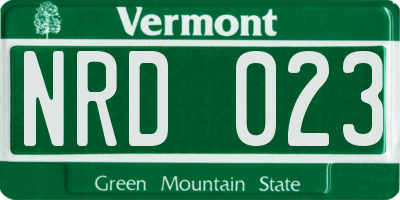 VT license plate NRD023