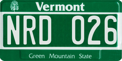 VT license plate NRD026