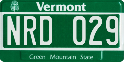 VT license plate NRD029