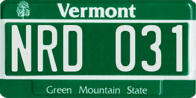 VT license plate NRD031