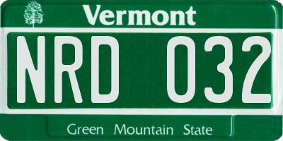 VT license plate NRD032