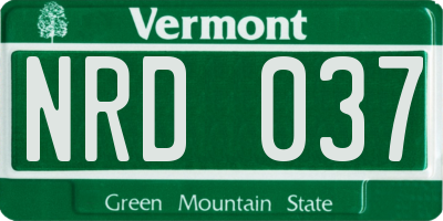 VT license plate NRD037