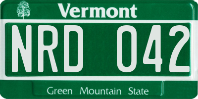 VT license plate NRD042