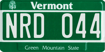 VT license plate NRD044