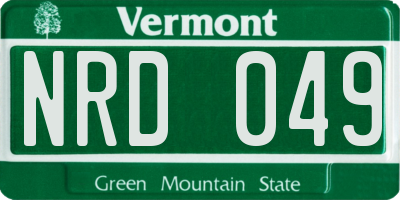 VT license plate NRD049