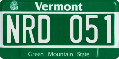 VT license plate NRD051
