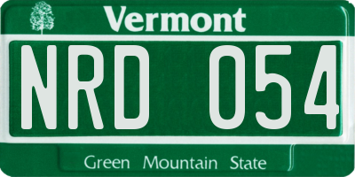 VT license plate NRD054