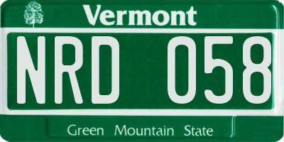 VT license plate NRD058