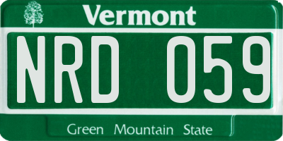 VT license plate NRD059